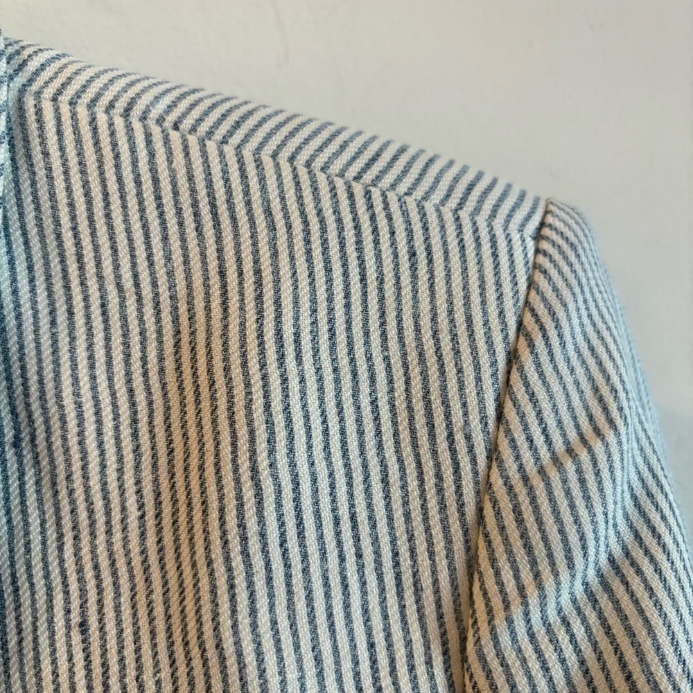 GOLDEN GOOSE DELUX COLLECTION Sz L Pin Stripe 100% Linen Lined Seersucker - Picture 4 of 11